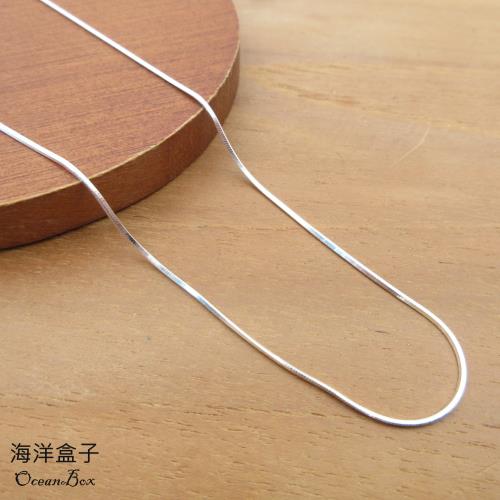 【海洋盒子】45cm。質感閃亮方邊蛇鍊S990足銀純銀項鍊.女用項鍊