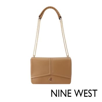 NINE WEST ERINA 幾何縫衍鍊帶斜揹包-質感咖(147021)