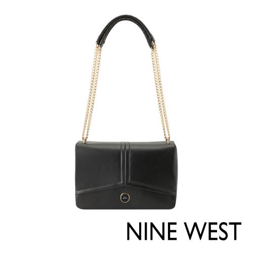 NINE WEST  ERINA 幾何縫衍鍊帶斜背包-黑色(147021)