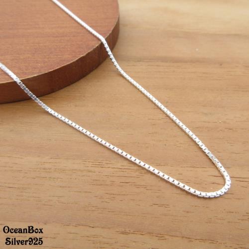 【海洋盒子】1.3MM寬40-50cm質感方格義大利925純銀單鍊.項鍊.單戴鍊