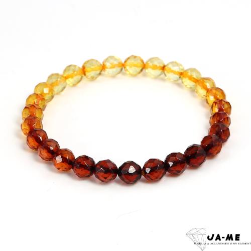 【JA-ME】天然琥珀高淨體鑽石切面彩虹琥珀手串
