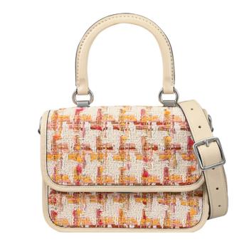 COACH CP156 Rogue 小香風斜紋軟呢手提翻蓋兩用包.淺褐邊