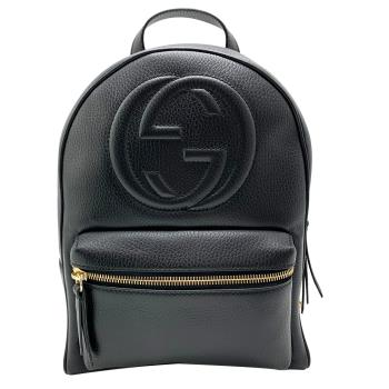 GUCCI 經典GG logo Soho牛皮金鍊後揹包(536192-黑)