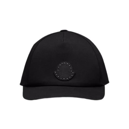 【MONCLER】 鉚釘LOGO棉質棒球帽 黑色 - 3B000050U082999