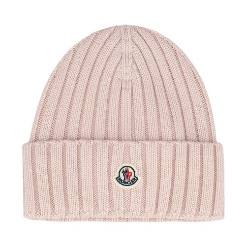 【MONCLER】品牌LOGO 羊毛毛帽 淺粉色 - K10933B00036A9327 529