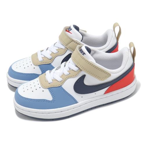 Nike 休閒鞋 Court Borough Low Recraft PS 中童 童鞋 白 藍 橘 復古 DV5457-124