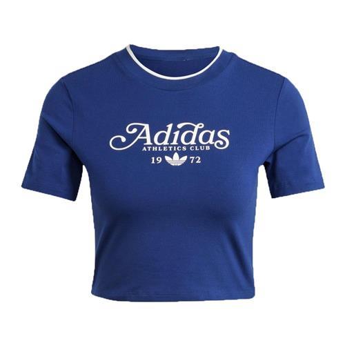 【下殺】Adidas 棉質短袖上衣 女裝 短版 藍【運動世界】IX3544