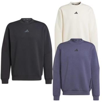 【下殺】Adidas 長袖上衣 男裝 大學T 排汗 黑/米/紫【運動世界】JJ4642/JJ4644/JJ4645