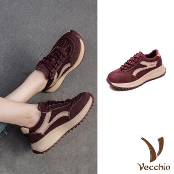 【VECCHIO】真皮擦色運動休閒鞋/真皮頭層牛皮磨砂復古擦色運動風休閒鞋 女鞋 紅
