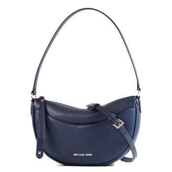 MICHAEL KORS DOVER 荔枝紋拉鍊肩背/斜背半月包-藍色