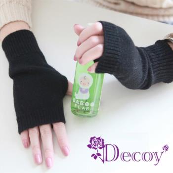 【Decoy】冬季保暖 短版時尚羊絨針織男女通用半指手套/顏色可選