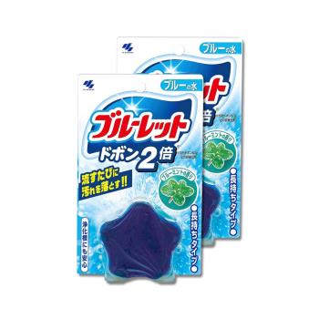 (2盒超值組)日本Kobayashi小林製藥-Bluelet免刷洗2倍星型去汙消臭芳香馬桶清潔錠120g/盒-薄荷藍(浴廁淨白除垢,馬桶水箱除臭)