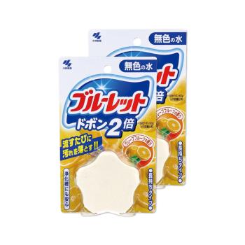 (2盒超值組)日本Kobayashi小林製藥-Bluelet免刷洗2倍星型去汙消臭芳香馬桶清潔錠120g/盒-柚香黃(浴廁淨白除垢,馬桶水箱除臭)