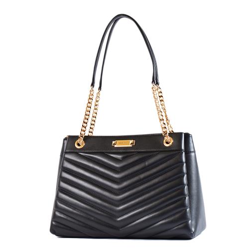 MICHAEL KORS WHITNEY 絎縫皮革三層置物托特包-黑色