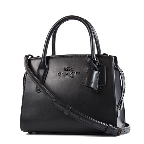 COACH Andrea 黑釦小牛皮手提/斜背二用包-黑色/小