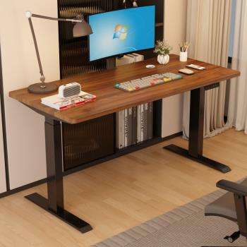 MGSHOP加厚2.5cm桌板雙機芯電動升降桌 160/70CM 電腦桌 辦公桌 書桌 兒童升降桌(南洋楹木實木板材)