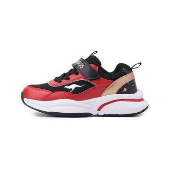KANGAROOS STAR LIGHT 魔鬼氈運動鞋 黑紅 KK51262 中大童鞋 鞋全家福