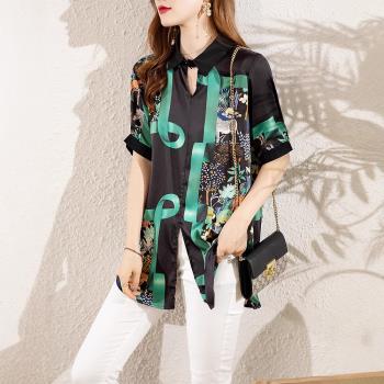 【ALLK 歐楷】新品 印花長上衣 圖片色(尺寸L-XXL/中大尺碼/涼爽/透氣)