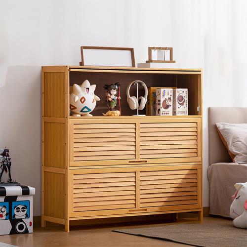 HappyLife 楠竹百葉門置物櫃 四層110公分 Y12027