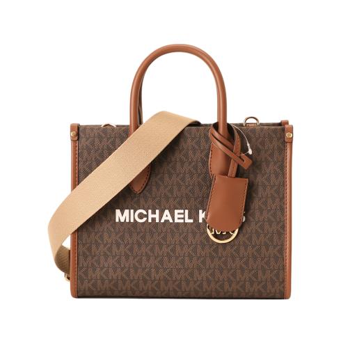 MICHAEL KORS-白標字母防刮PVC兩用包(深咖)小款