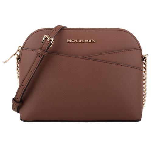 MICHAEL KORS-金字防刮鍊帶前交叉貝殼型斜背包(駱駝色)小款