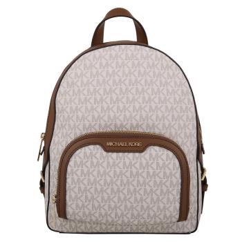 MICHAEL KORS-金字防刮皮飾邊雙拉鍊後揹包(米x駝)小