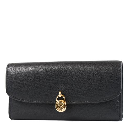 MICHAEL KORS HAMILTON 防刮荔枝紋釦式鎖頭長夾-黑色