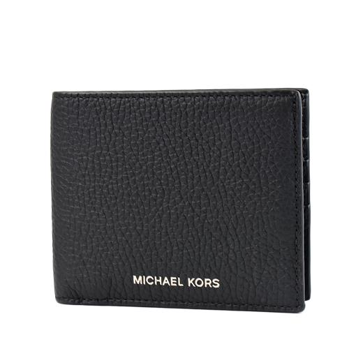 MICHAEL KORS HUDSON 專櫃男款 荔枝紋八卡短夾-黑色