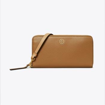 TORY BURCH 專櫃經典款 Robinson 防刮皮革拉鍊長夾/手拿包/手機包手掛式長夾