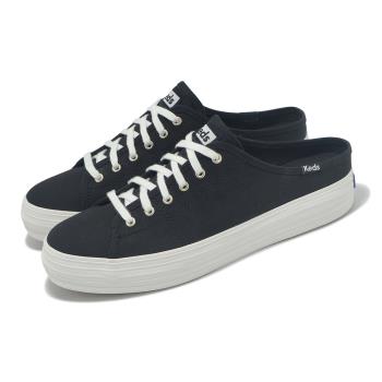 Keds 穆勒鞋 Triple Kick Mule Gingham 女鞋 黑 休閒鞋 厚底 懶人鞋 帆布 9241W133604