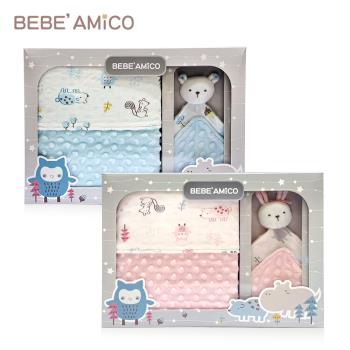 BEBE AMICO-童趣故事-四季毯+安撫巾禮盒-2色