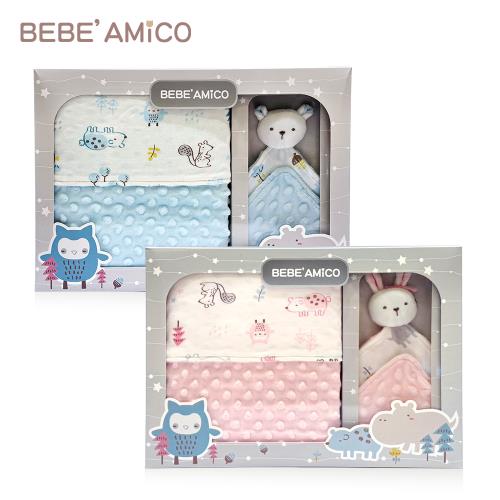 BEBE AMICO-童趣故事-四季毯+安撫巾禮盒-2色