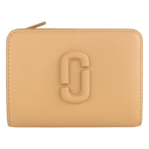 MARC JACOBS-MARC 平滑皮革暗釦三折小短夾(杏米色)