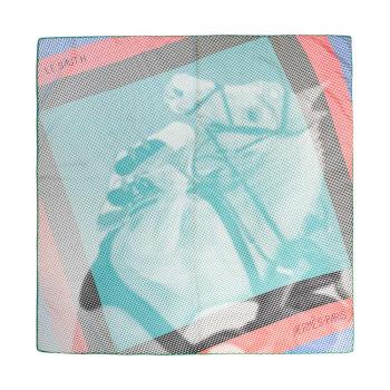 Hermes 展示品 多色點點駿馬圖驣絲巾/方巾-90cm(橘/綠)