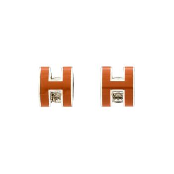 Hermes Pop H Mini耳環(淺巧克力/銀) (H608002FPA9)