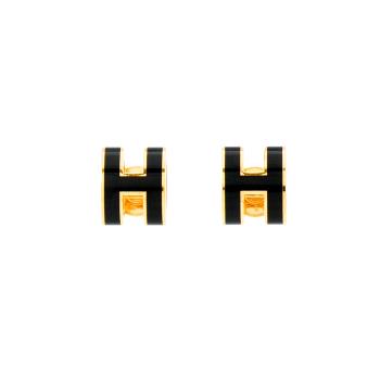 Hermes Pop H Mini耳環(黑/金) (H608002F 03)