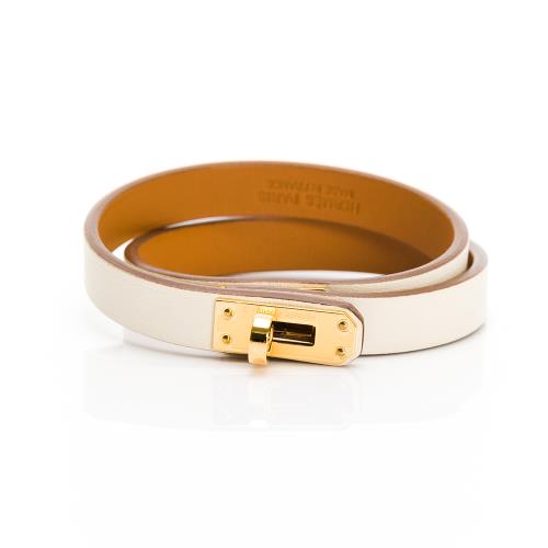 Hermes Mini Kelly Double Tour手環(白/金)(T3) (H081182CC I2)
