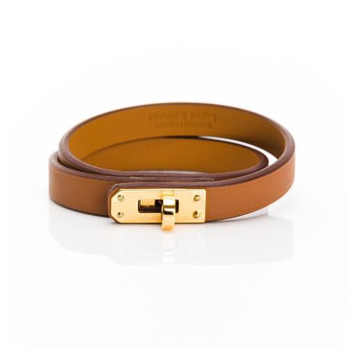 Hermes Mini Kelly Double Tour手環(棕/金)(T2) (H081182CC 37)