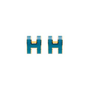 Hermes Pop H Mini耳環(水藍#79/金)