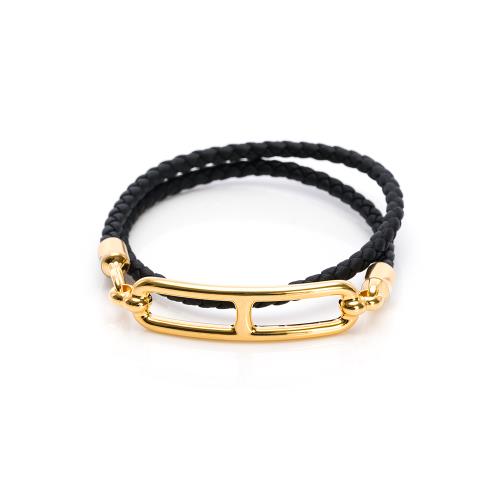 Hermes Roulis Double Tour手環(編織/黑)(T2) (H071727F 89)