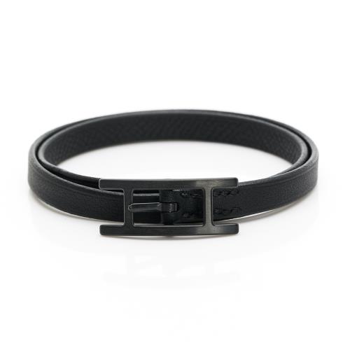 Hermes Behapi Double Tour皮革手環(全黑)(T5) (H010700CH AA)