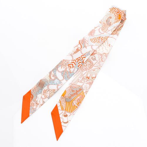 Hermes Splash Park Twilly絲巾(白/橘) (H063806S 02)