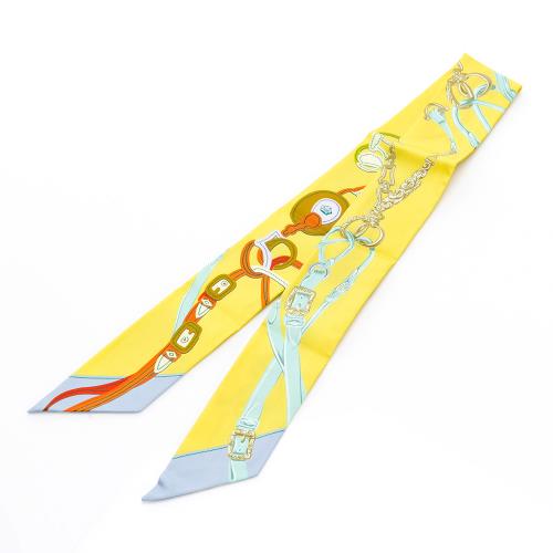 Hermes Brides de Gala Applique Pique Twilly絲巾(黃/水綠/青銅) (H063940S 08)