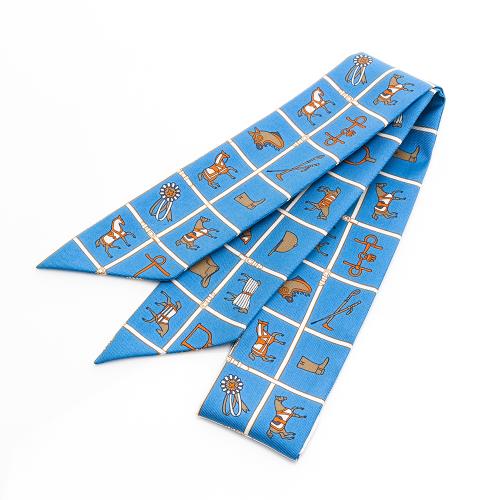 Hermes 絲巾(各式馬具)(藍/白/紅棕) (H061356S 15)
