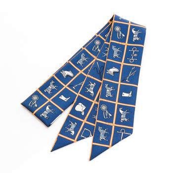 Hermes 絲巾(各式馬具)(海軍藍/黃/白) (H061356S 22)