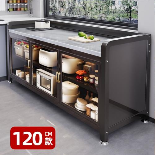 【優品星球 】岩板對開門餐廚櫃 120公分 護欄 PC 款(餐櫃 電器櫃 餐邊櫃 中島櫃 廚房櫃 置物櫃 收納櫃)