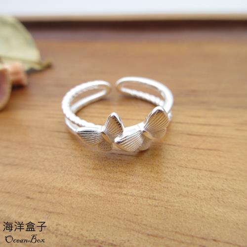【海洋盒子】靈動可愛雙蝴蝶飛舞925純銀戒指.可調整戒圍