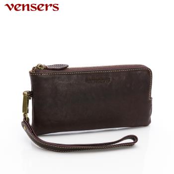 【vensers】牛皮潮流個性皮夾~(TJ102501咖啡長夾)