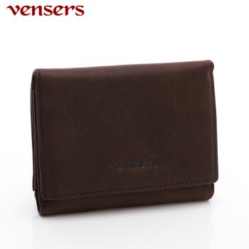 【vensers】牛皮潮流個性皮夾~(TJ051301咖啡短夾)