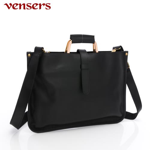 【vensers】牛皮潮流個性包~肩背包 (NE300201黑色)